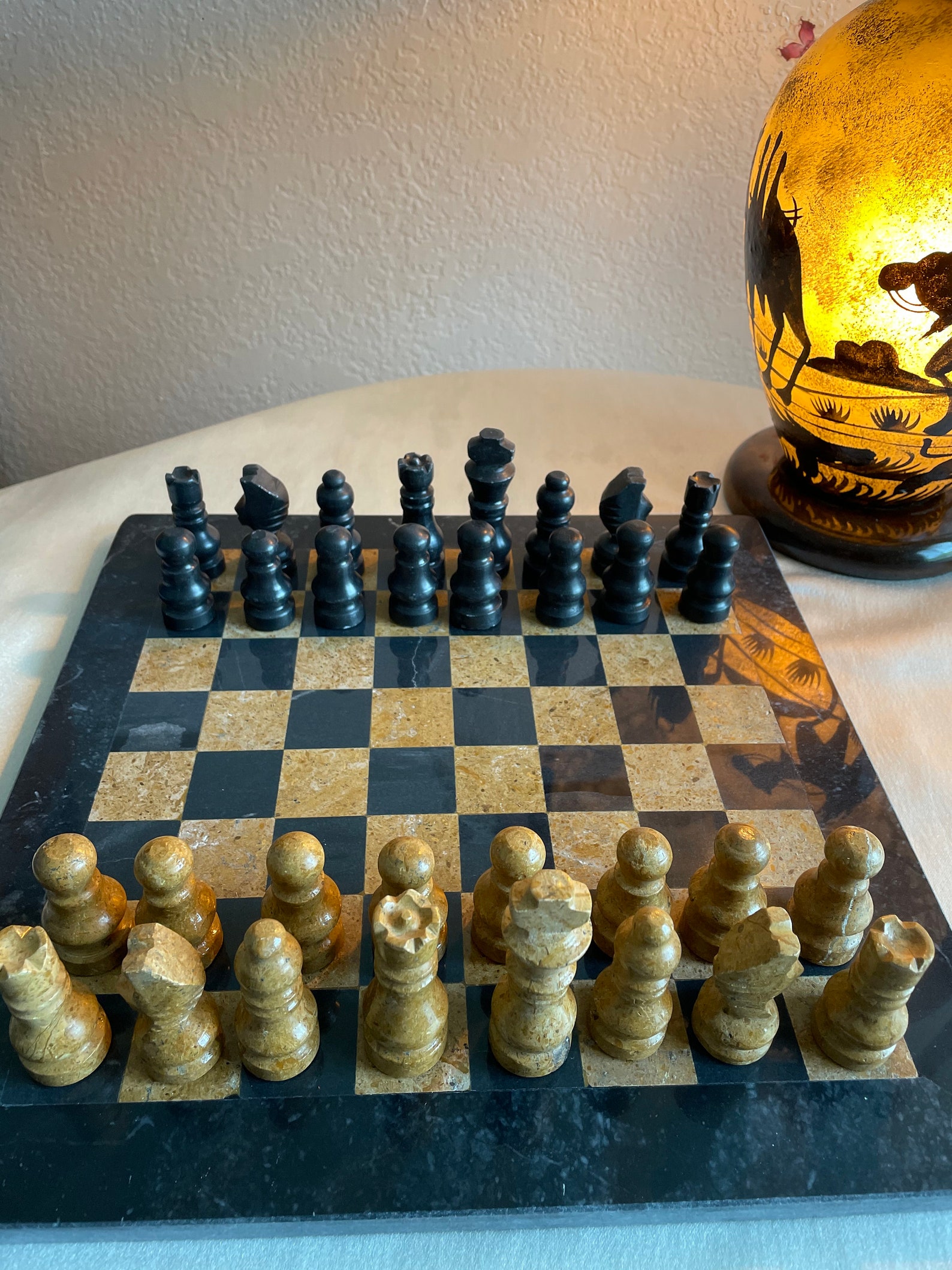 Handmade Onyx Stone Chess Set with case from Pakistan Great | Etsy
