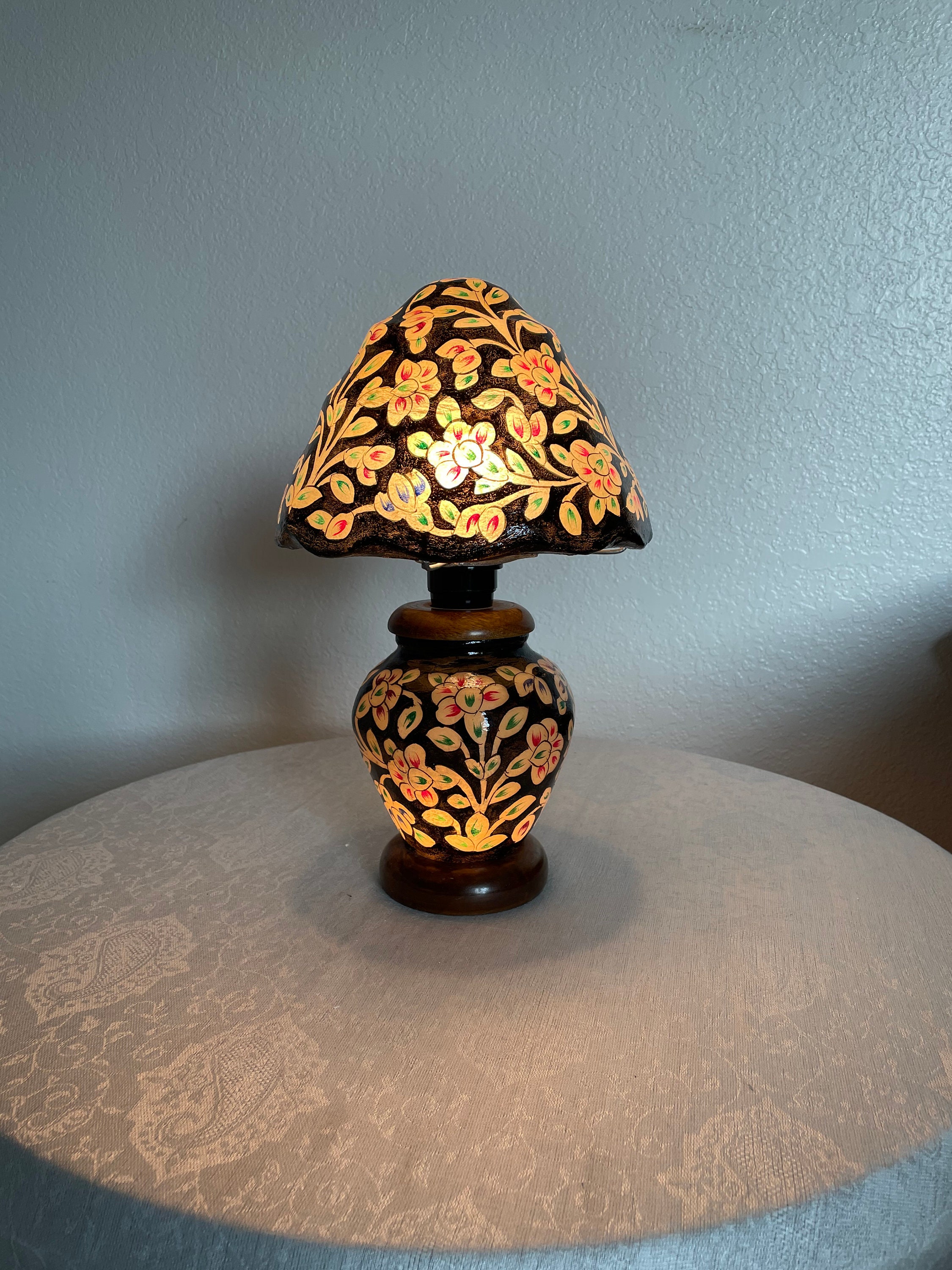 Handmade Camel Skin Table Lamp Vintage Black White Color Amber Etsy