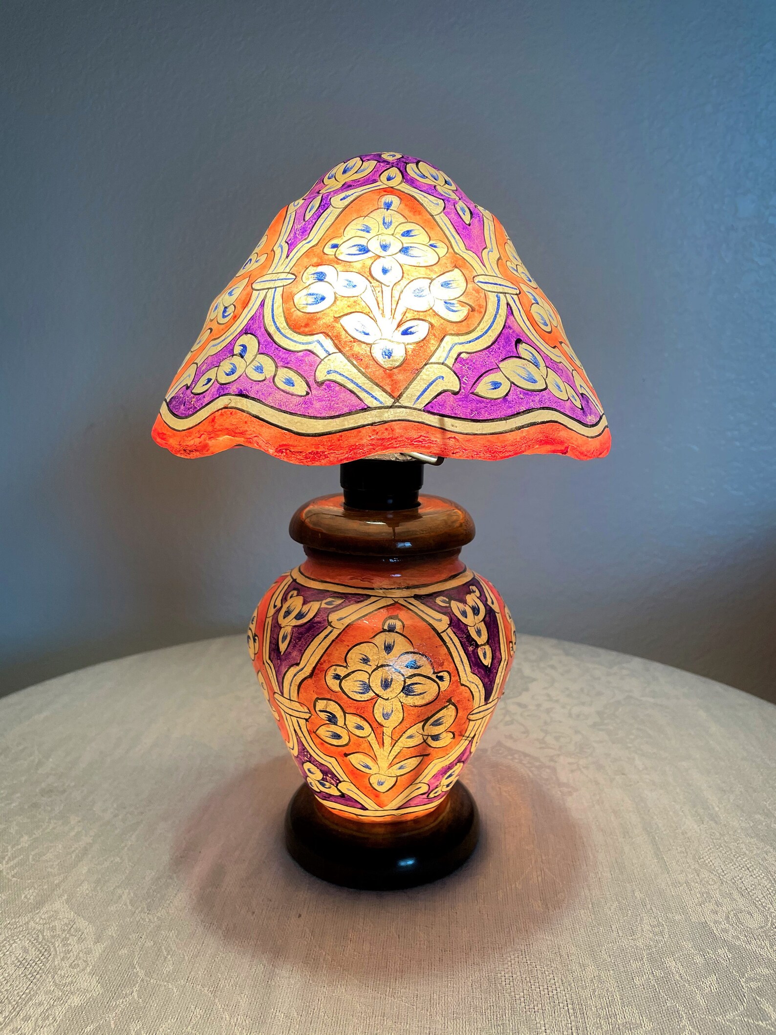 Handmade Camel Skin Table Lamp 13X8X8 inch Vintage Dark Blue Etsy