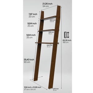 We combine the over the toilet shelf bathroom storage and dark walnut wood above toilet leaning ladder shelves as a small space storage bathroom furniture. Here is space saver wc shelf and toilet ladder shelf for your home!