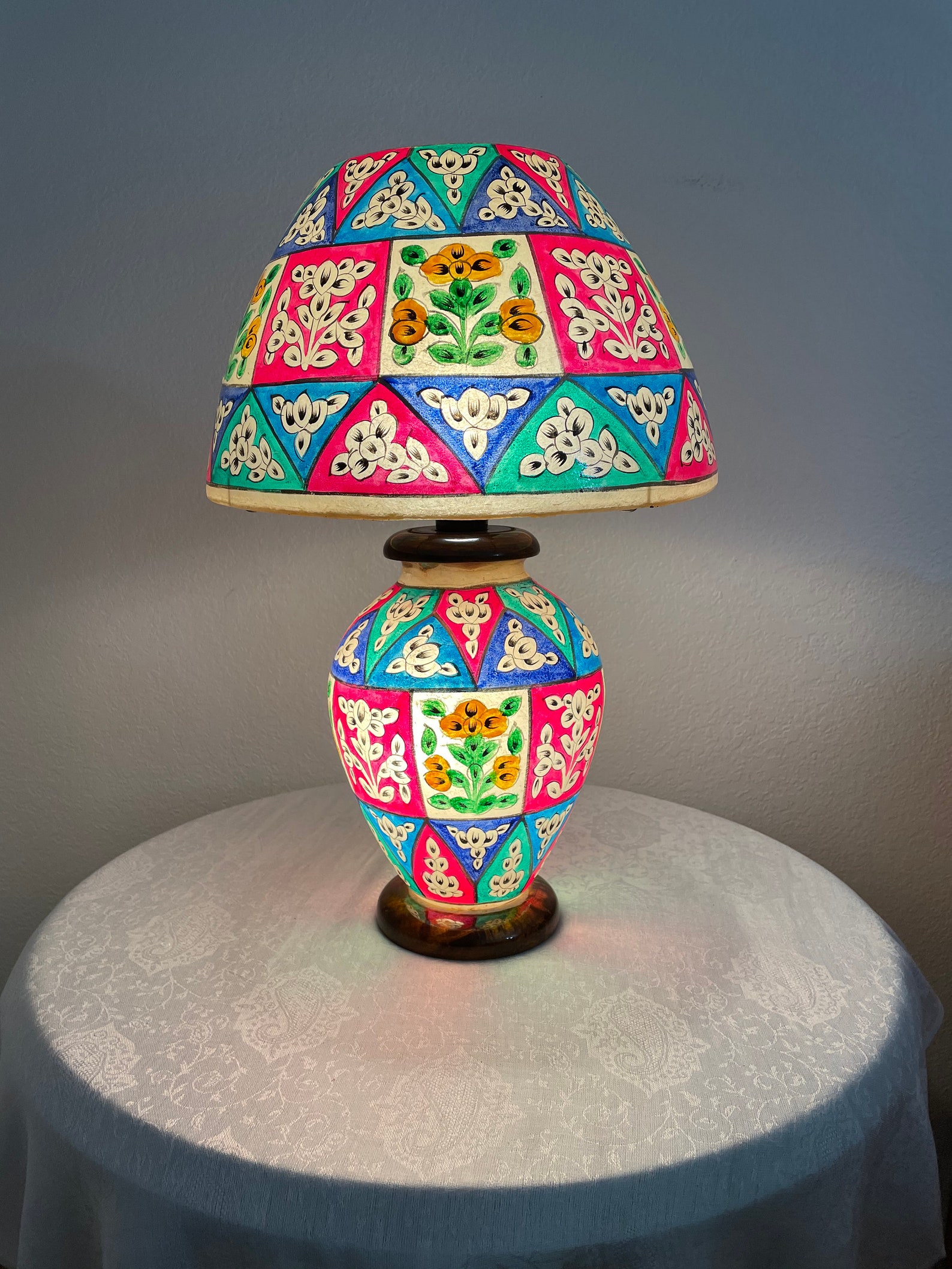 Handmade Camel Skin Table Lamp Vintage Red Green Yellow Blue Etsy