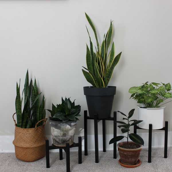 Modern Metal Plant Stand-Black| Indoor/Outdoor Plant Stand| Black Powder-coated Modern Plant Stand