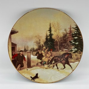 Vintage Christmas Painted Decor Plate