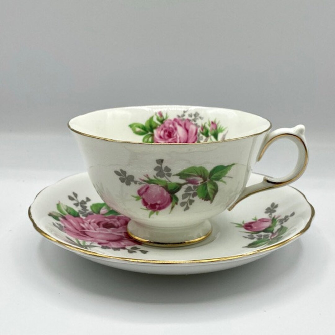 Vintage Melba Bone China Pink Rose Tea Cup and Saucer Set Made in