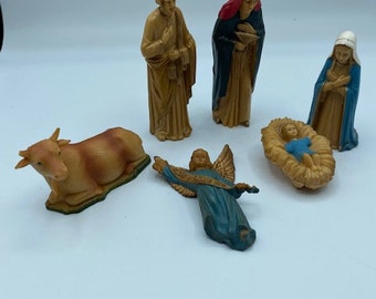 Vintage Nativity set of 6 Italian resin Figurines