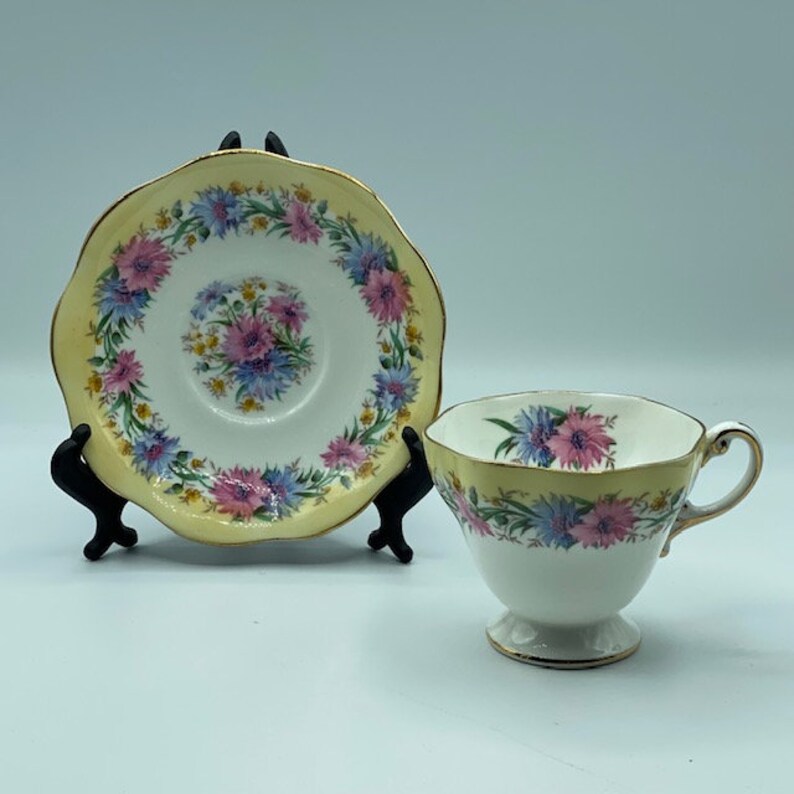 Vintage Cornflower Foley Bone China Tea Cup and Saucer Etsy