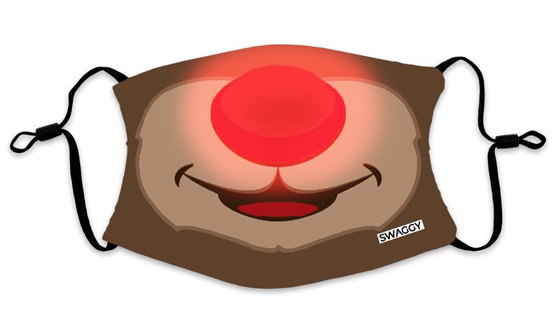 Rudolph the Red Nosed Reindeer Face Mask | Etsy