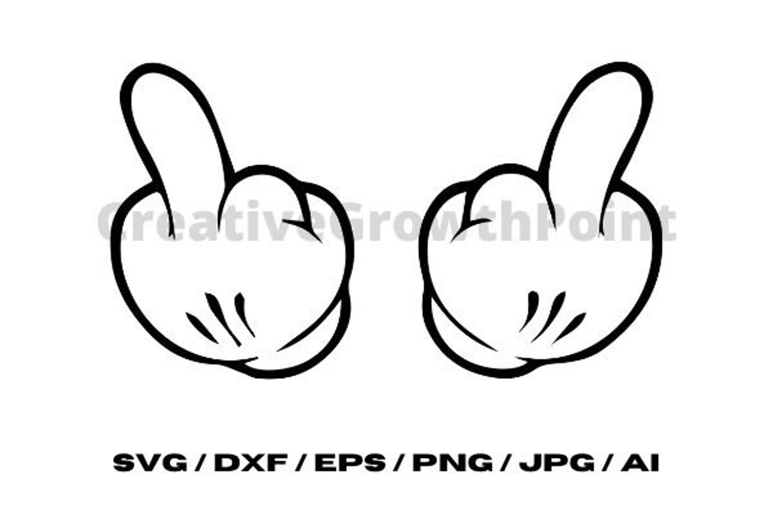 Mickey Mouse Middle Finger svg png jpg dxf eps / Etsy