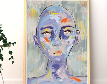 Chromatic Portrait II | Abstract Female Painting | Modern Expressionist Wall Art | Digital Download