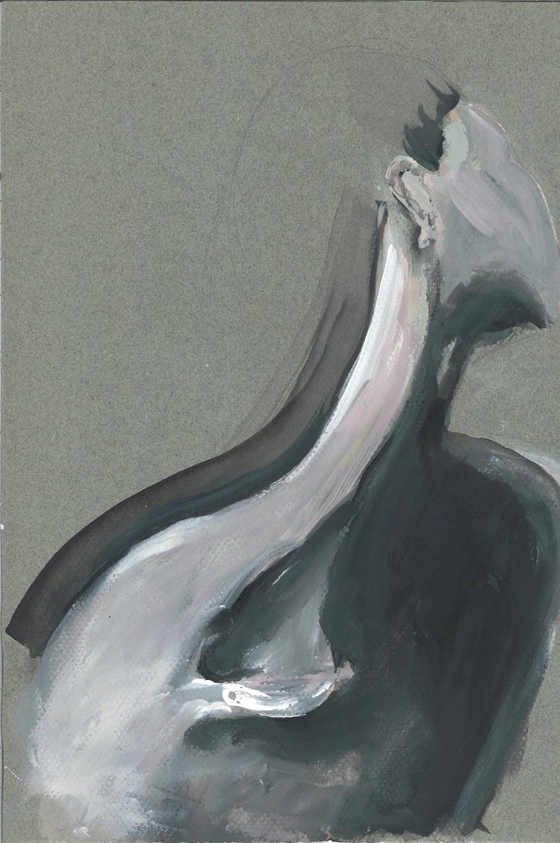Soft Form Study | Abstract Female Figure Painting | Neutral Minimal Wall Art image 3