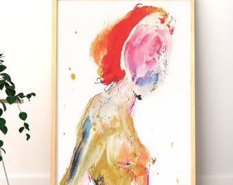 Flame Figure | Abstract Female Painting | Colorful Expressionist Wall Art