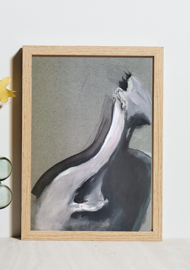 Soft Form Study | Abstract Female Figure Painting | Neutral Minimal Wall Art image 4