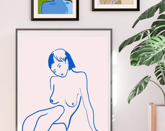 Set of 3 Minimalist Abstract Figure Prints | Neutral Gallery Wall Art (Instant Download)