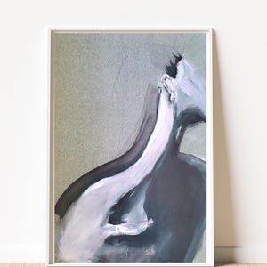 Soft Form Study | Abstract Female Figure Painting | Neutral Minimal Wall Art image 2