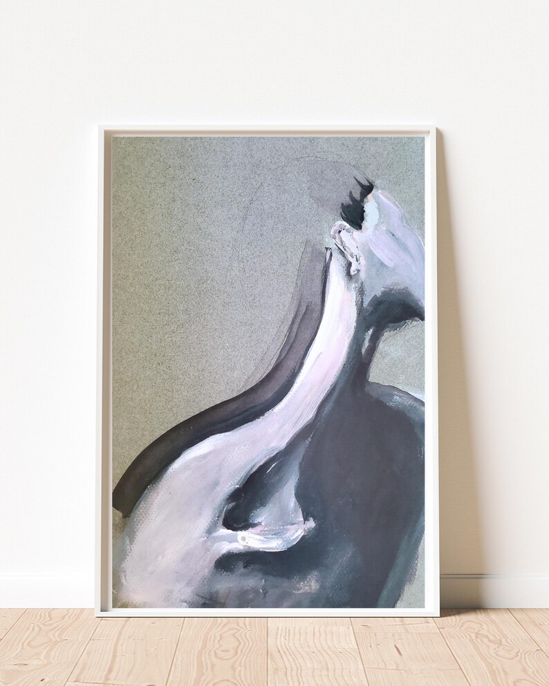 Soft Form Study | Abstract Female Figure Painting | Neutral Minimal Wall Art image 2