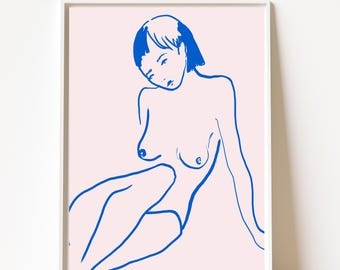 Minimal Line Art Print | Abstract Female Figure Wall Art | Neutral Modern Decor | Digital Download or Framed Print