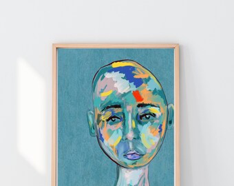 Chromatic Portrait | Abstract Female Painting | Modern Expressionist Wall Art | Digital Download