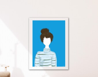 Lámina decorativa minimalista azul para imprimir / Decoración minimalista / Arte mural moderno en tonos fríos / Descarga digital