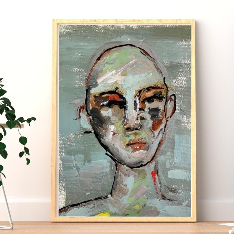 Mutige Porträtstudie | Abstrakte weibliche Malerei | Zeitgenössische expressionistische Kunst Bild 2
