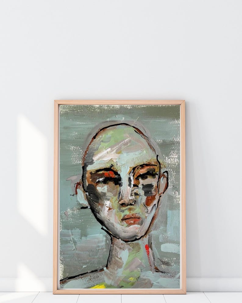Mutige Porträtstudie | Abstrakte weibliche Malerei | Zeitgenössische expressionistische Kunst Bild 1