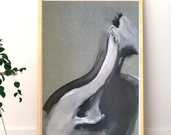 Soft Form Study | Abstract Female Figure Painting | Neutral Minimal Wall Art