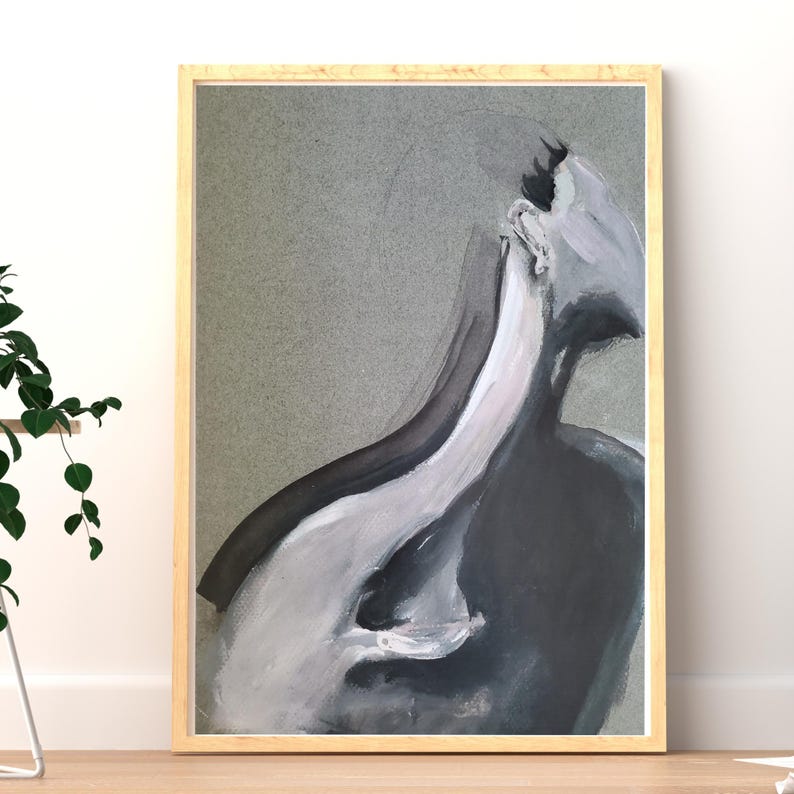 Soft Form Study | Abstract Female Figure Painting | Neutral Minimal Wall Art image 1