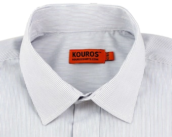 Men's Deep Blue Plaid Slim Fit Dress Shirt, 100% Cotton, Semi-Spread Collar & Collar Cover | Wedding, Office, Groomsmen Gift