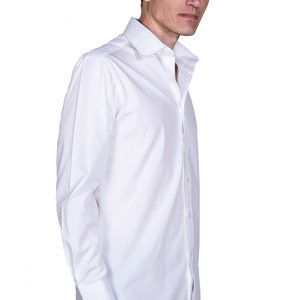 Camicia elegante moderna slim fit di design premium da uomo, a quadri, bianca