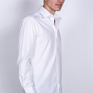 Men&#39;s Premium Designer Modern Slim Fit Dress Shirt with matching FREE collar cover, White