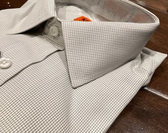 Men's Black and Brown Check Slim Fit Dress Shirt, 100% Cotton, Semi-Spread Collar & Collar Cover | Wedding, Office, Groomsmen Gift