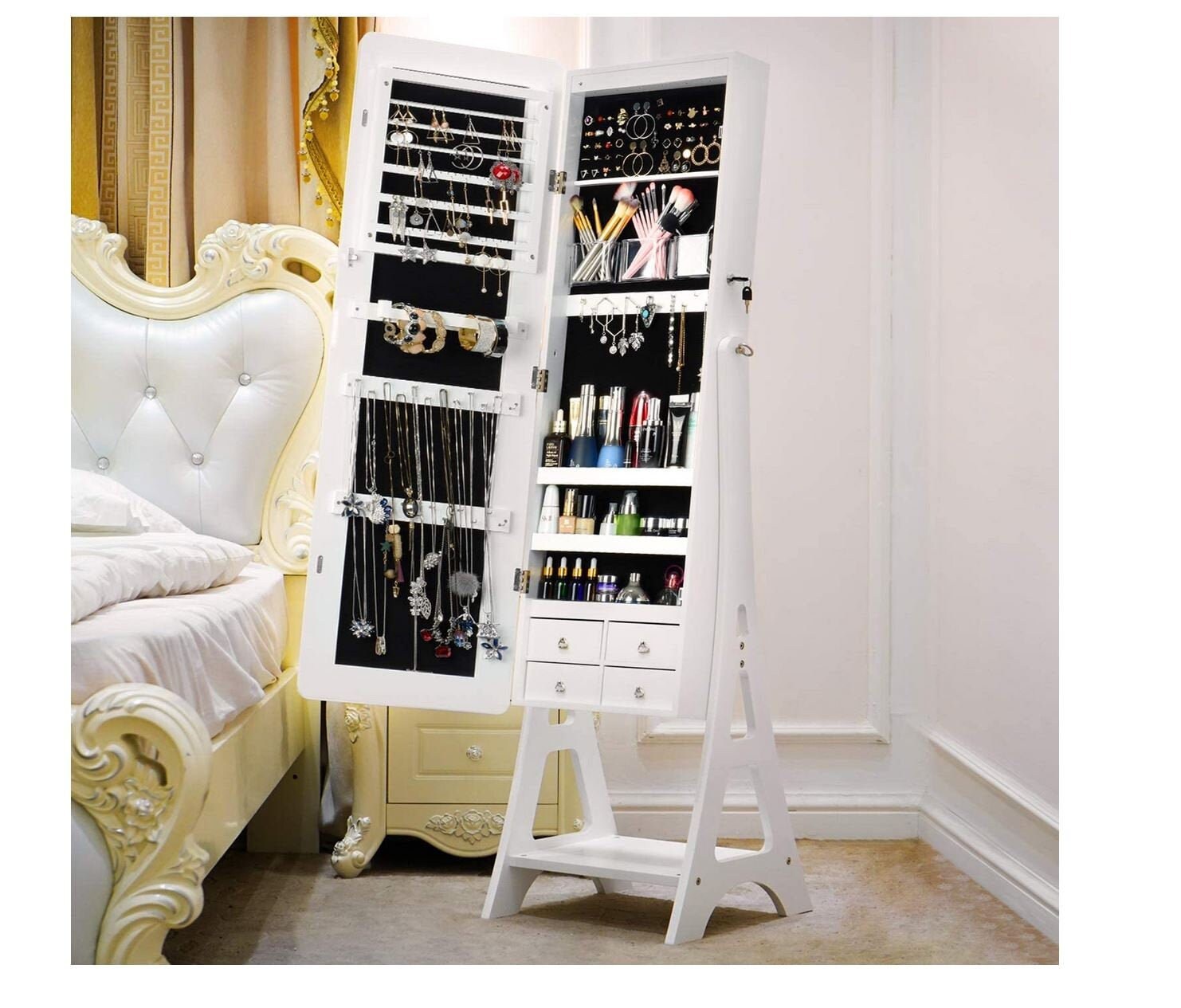 Traditional Modern Jewelry Armoire Free Standing 6 LED Etsy