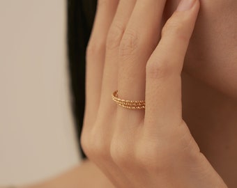 18K Gold Filled Triple band ring, Thin Stacking ring, Dainty Layering ring, Hypoallergenic, Water-resistant ring, Minimalist Statement ring