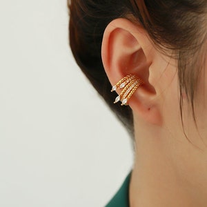 Besufy Women Ear Cuff,1Pc Vintage Leaf Curved Full Rhinestone Ear