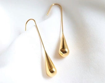 Gold Earrings Dangle Dainty Gold Filled Earrings Spiral Earrings