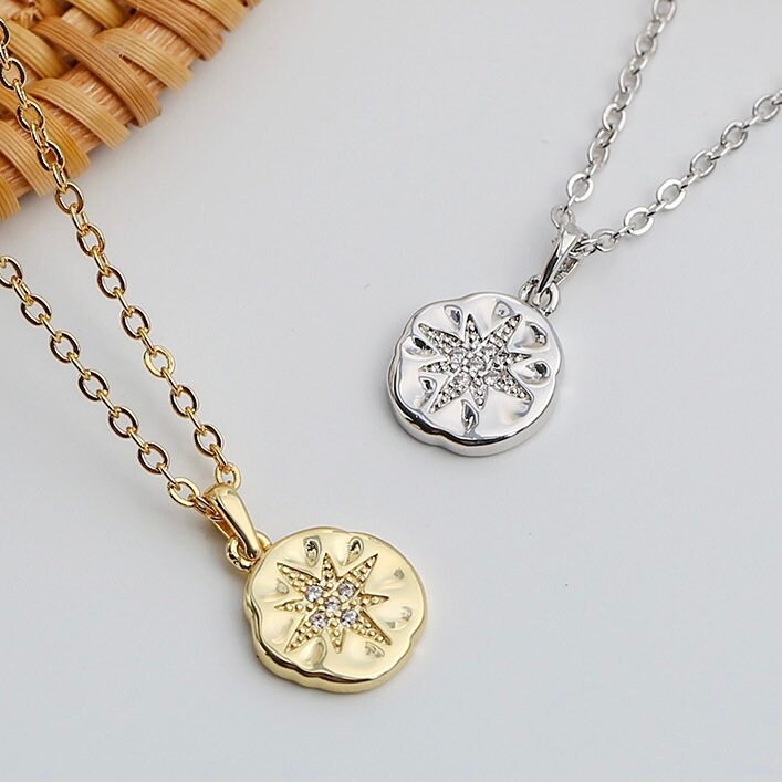 14K Gold Filled Star Pendant Necklace White Gold/Silver Etsy