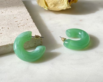 Jade Hoop Earrings | Etsy
