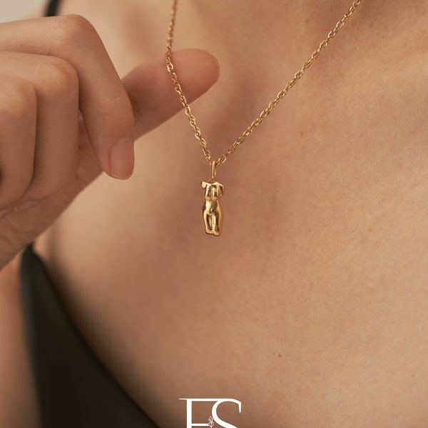 18K Gold Filled Female Body Pendant Necklace, Women body charm necklace, Feminist Jewelry Gift, Female Sculpture, Female Empowerment Gift