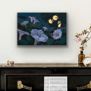 Canvas print of original painting Datura Moths image 1