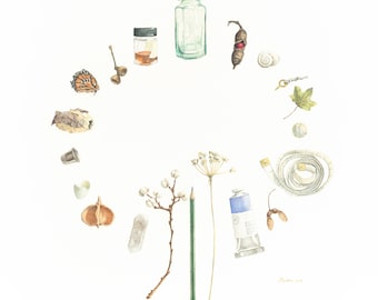Artist Giclee Print, "Compass" colored pencil drawing, 20" x 20"