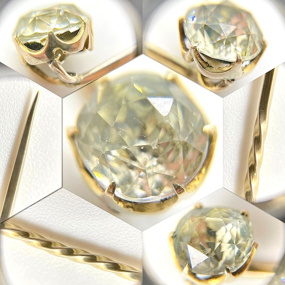 Antique Edwardian 9ct Yellow Gold Diamanté Paste … - image 10