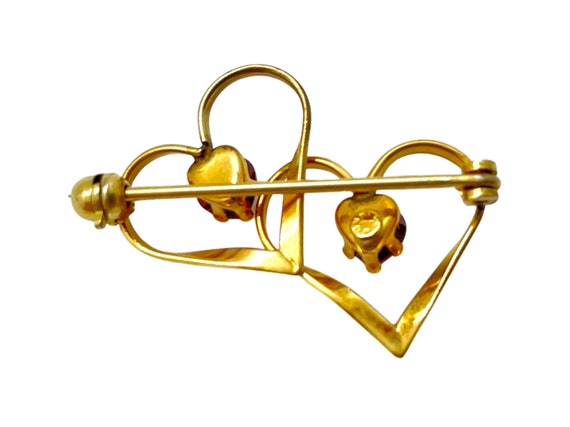 Antique Art Deco 14k Gold-Filled Double-Heart Top… - image 7