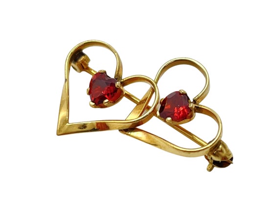 Antique Art Deco 14k Gold-Filled Double-Heart Top… - image 6