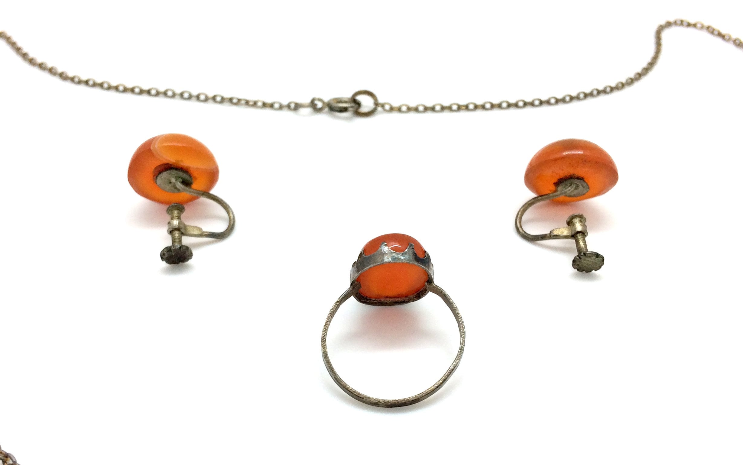 Antique Art Deco Costume Carnelian Earrings/ring/necklace Etsy UK