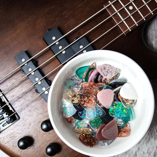 Custom Resin Flower Guitar Pick Etsy