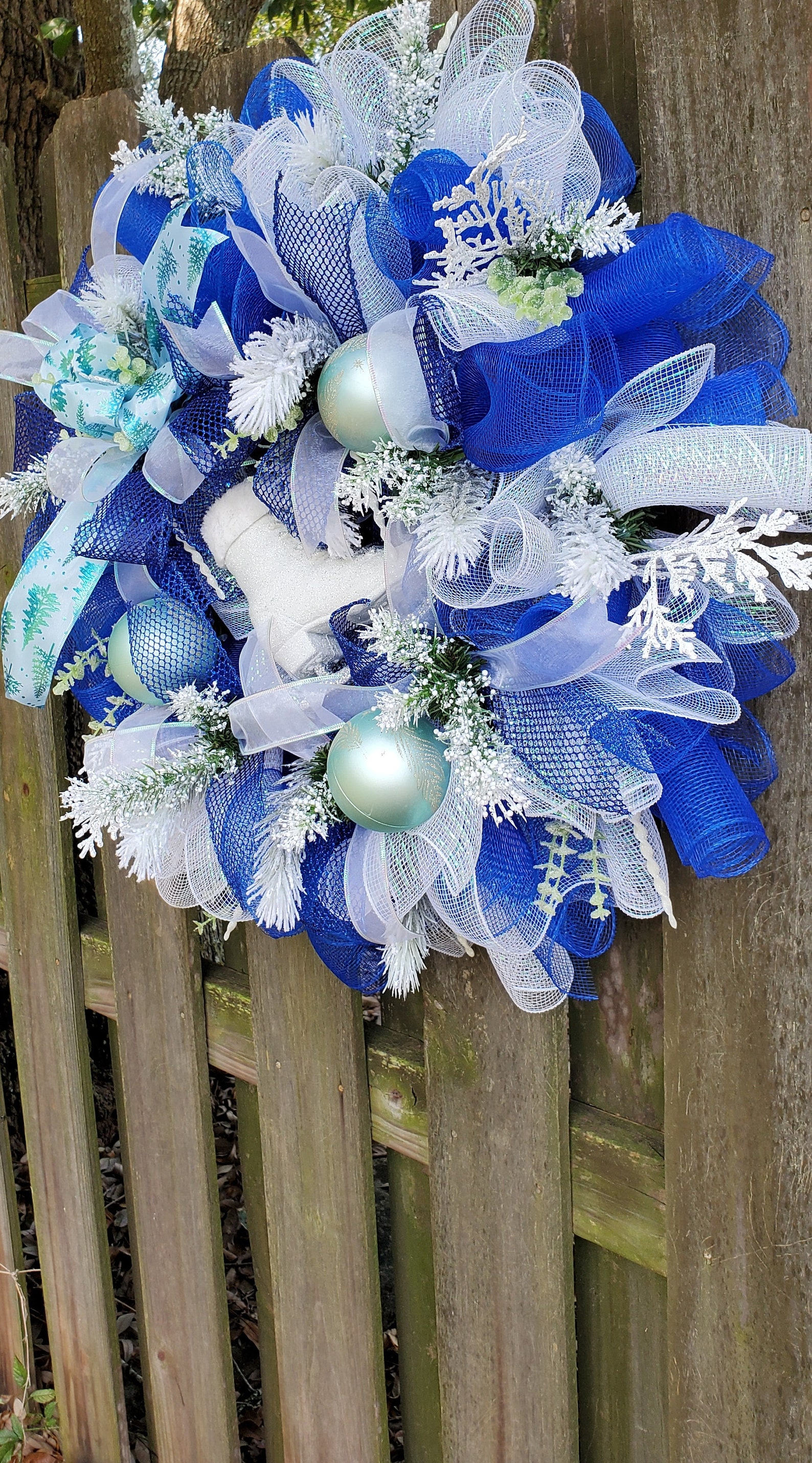 Winter Front Door Ice Skate Wreath, Blue and White Wreath, Holiday ...