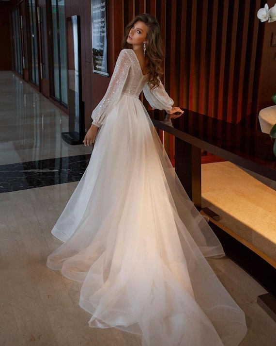 Chic Wedding Dress, Long Sleeve Wedding Dress, Bridal Dress With