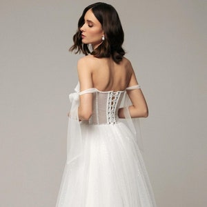 Gorgeous Bustier Tulle Wedding Dress, White Tulle Dress, Long Wedding ...