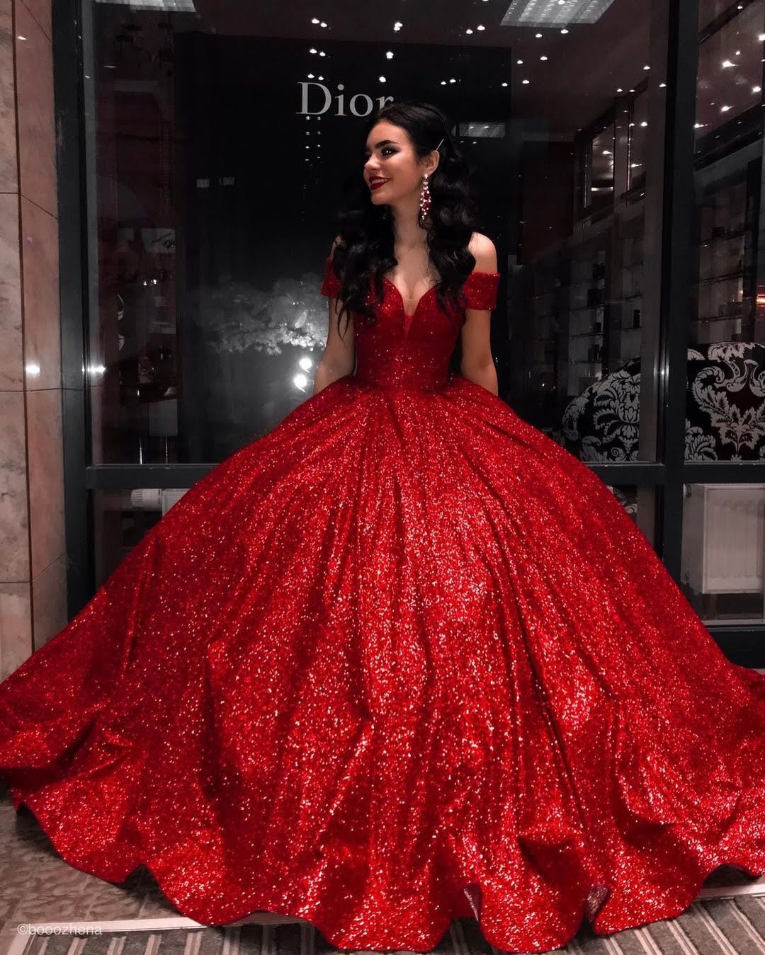 Inspiration jeg er syg Børns dag Incredible Sparkly Evening Dress Puffy Red Glitter Dress - Etsy