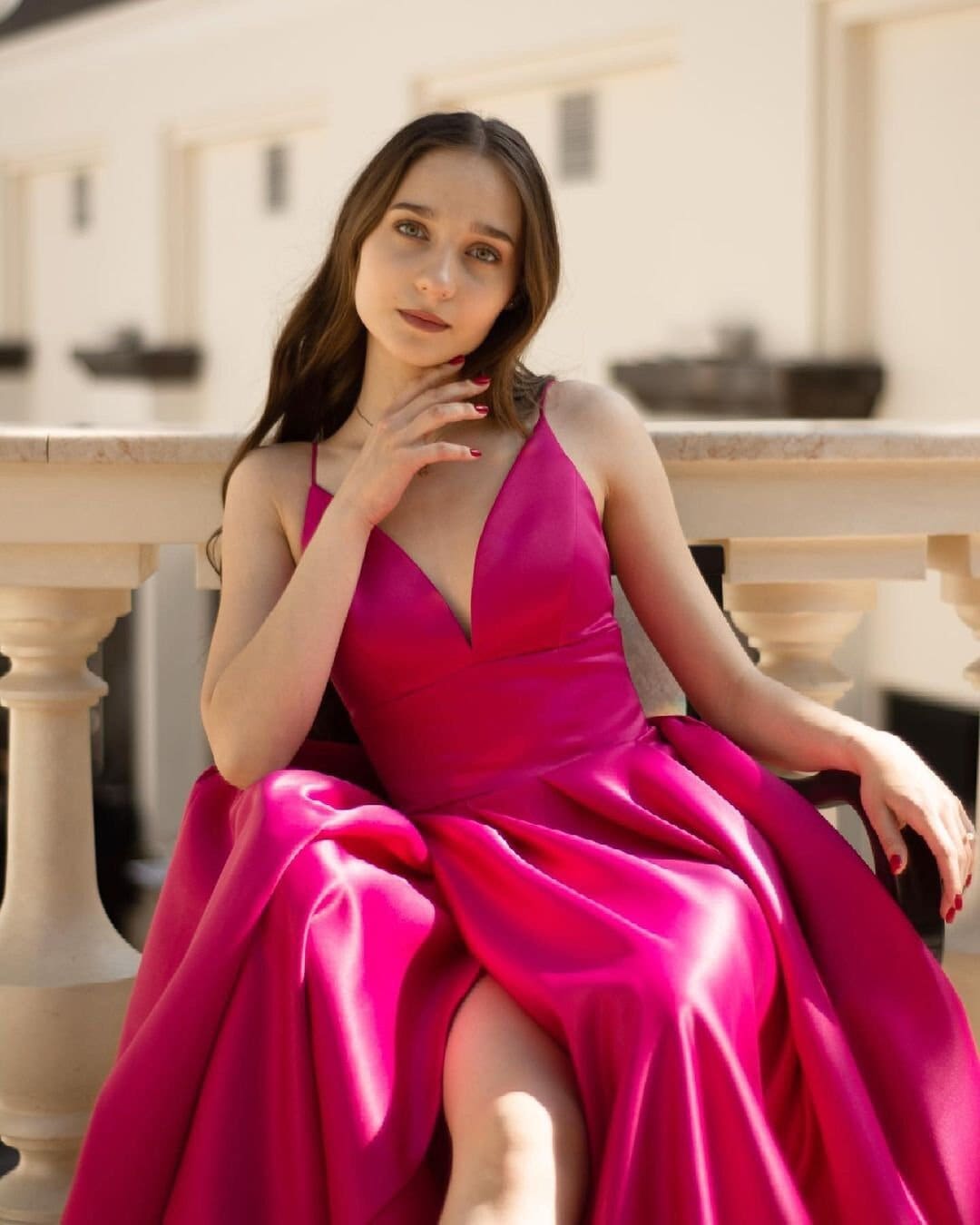 Satin red bridesmaid best sale dresses