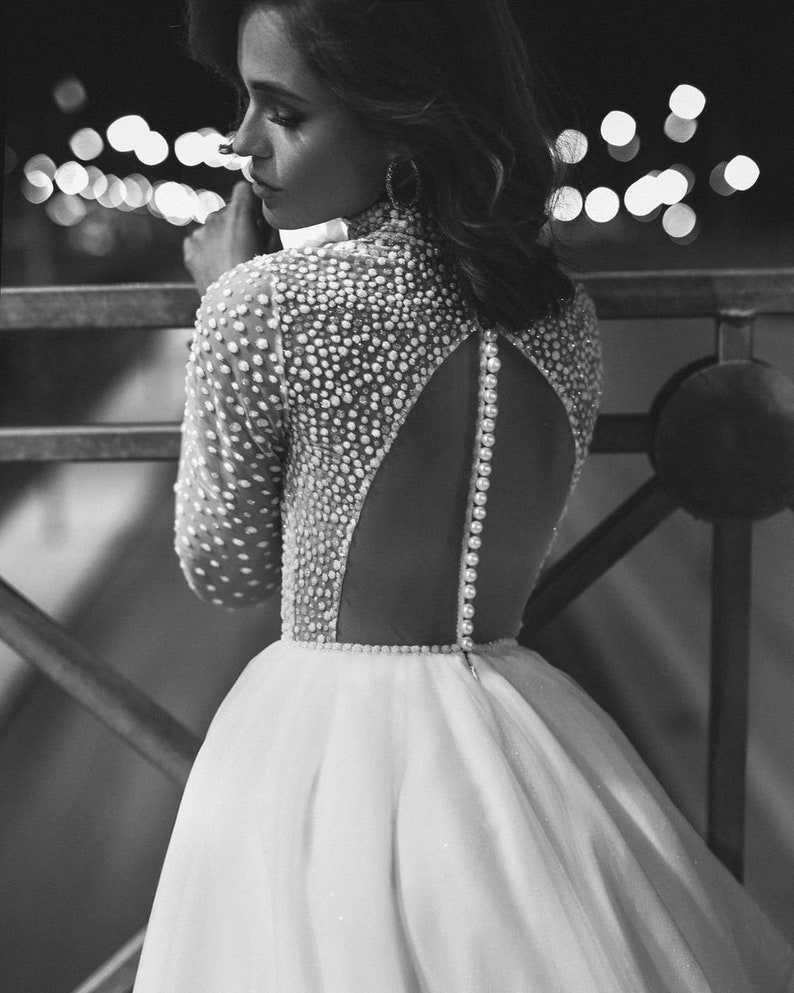 Sparkly Wedding Dress Long Sleeve Wedding Dress Bride Etsy